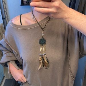 HANDMADE • Dream Catcher Necklace • Genuine Stones • Real Feathers